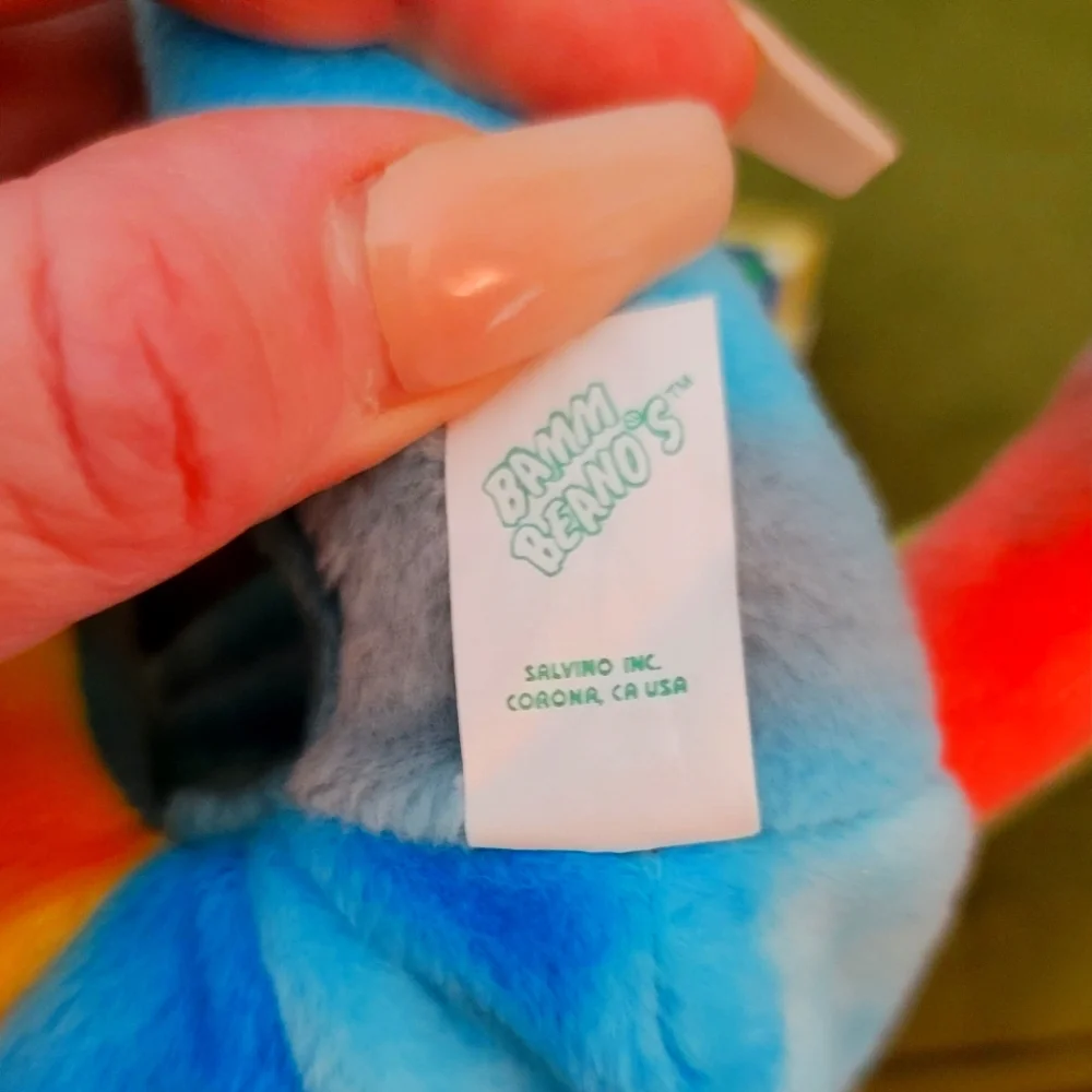 Bamm Beanos Vtg Collectible Ken Griffey Jr. Rainbow Tie Dye Bear #24 1998 9" NW - Picture 6 of 9